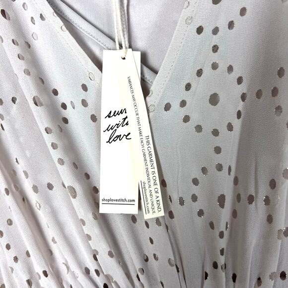 It’s All Love Chiffon Maxi Dress Medium – Boho Resort Laser-Cut Metallic Detail - Picture 8 of 12